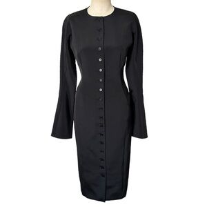 Norisol Ferrari Silk Button Up Midi Dress in Black Size:4